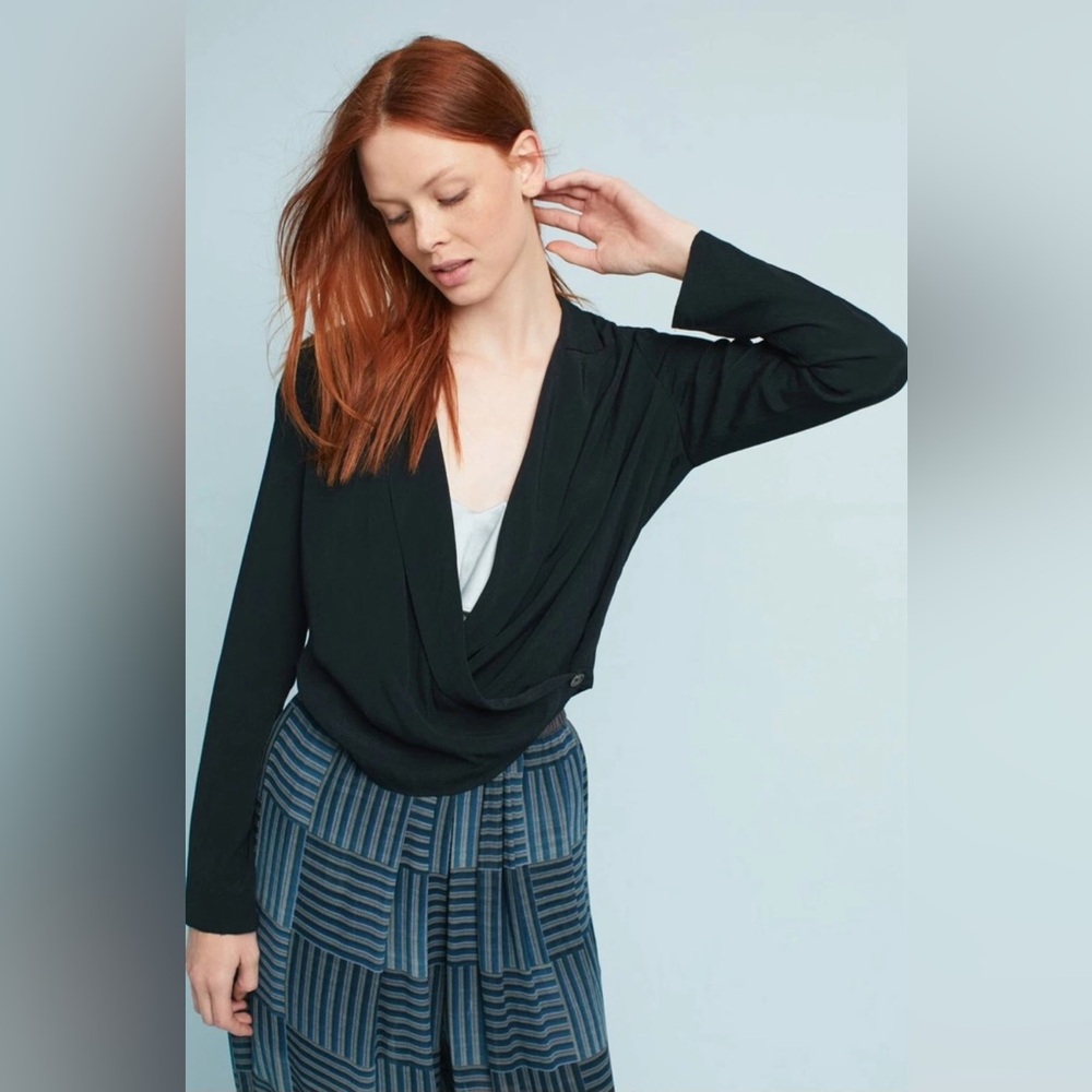 Anthropologie Ett Twa Black Buttoned Wrap